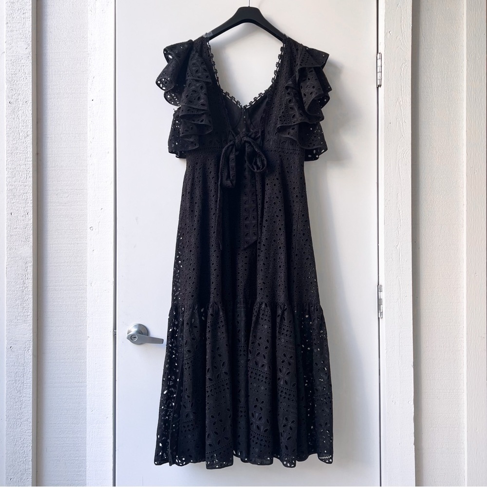 Charo Ruiz Ibiza Linda Ruffled Broderie Anglaise Midi Dress - Size L - Black - Picture 5 of 15
